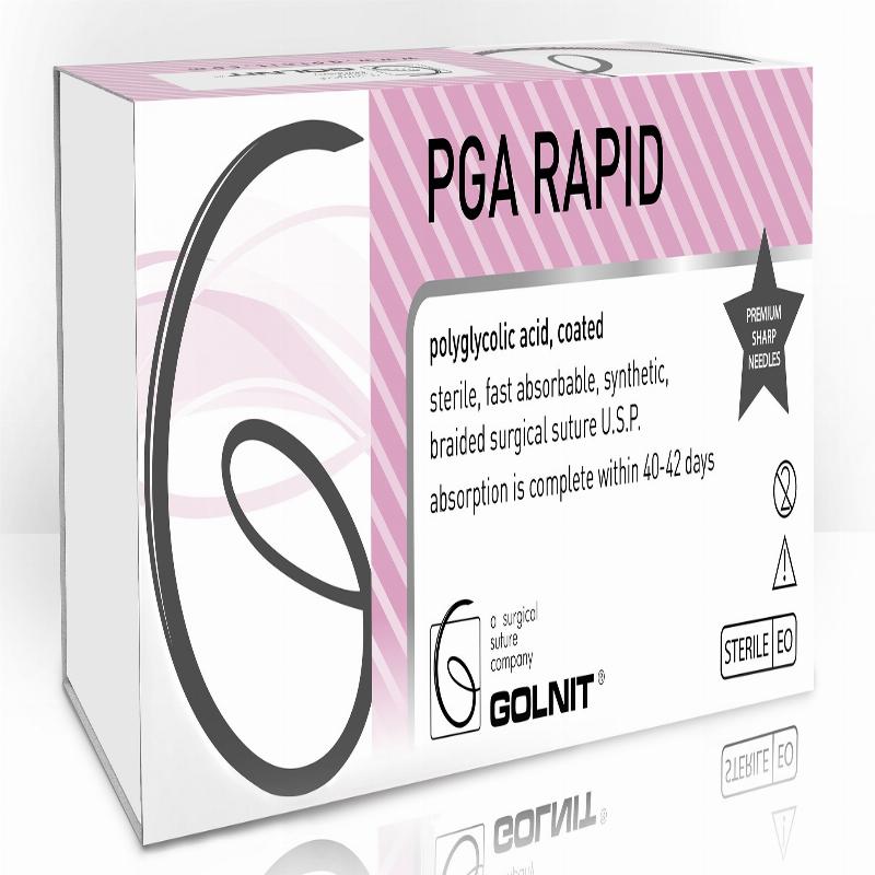 Полігліколід Рапід (ПГА Рапід) шовний матеріал USP 0(3,5), колюча 45 мм, 1/2, 75см, Одно-голкова